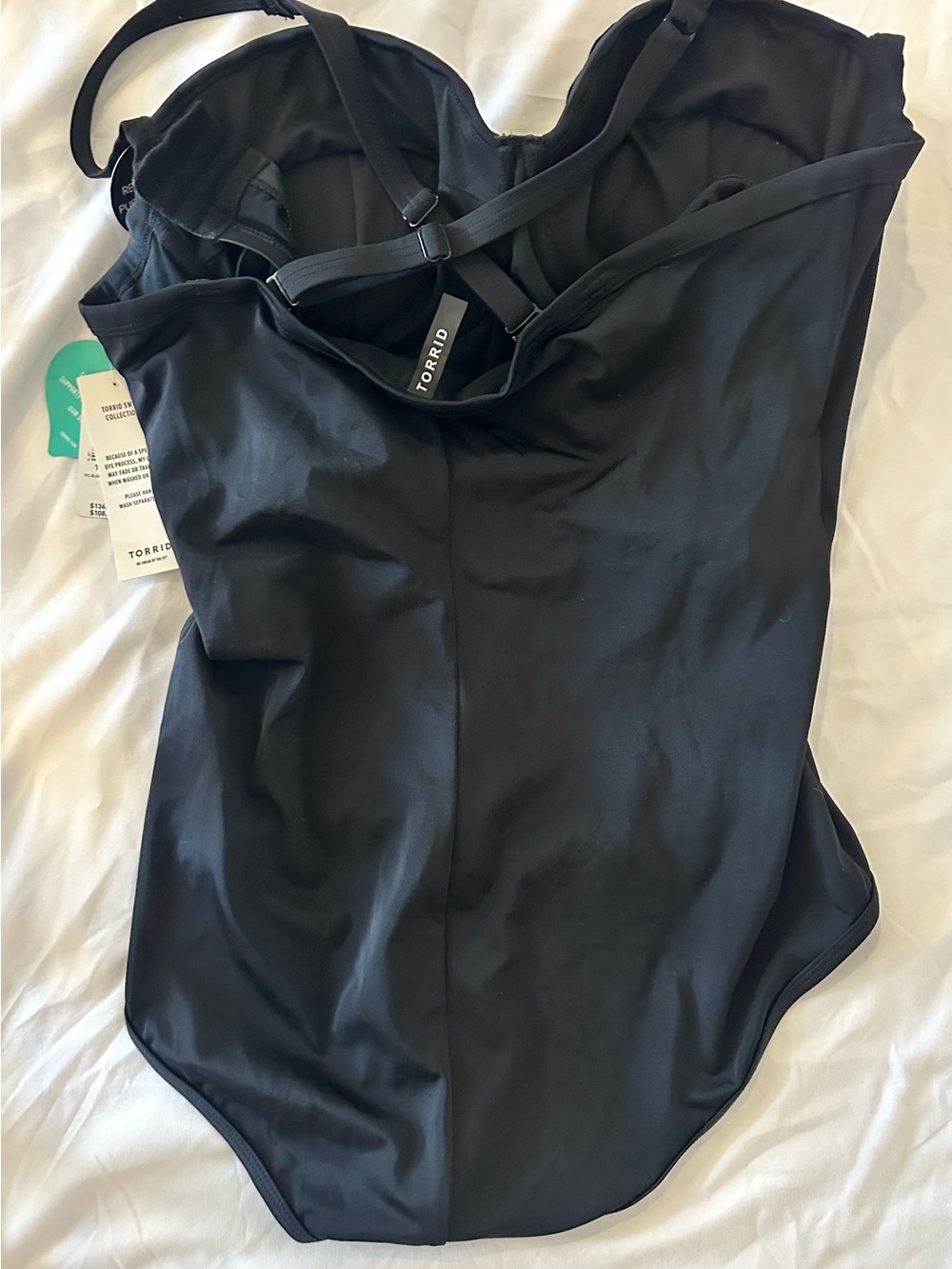 NWT Torrid Black One-Piece Swimsuit with Hot Pink Accents - Picture 13 of 16